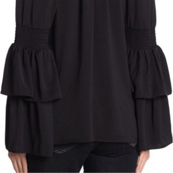Ramy Brook Lali Blouse Black Tiered Bell Sleeve Size XS - Picture 6 of 13